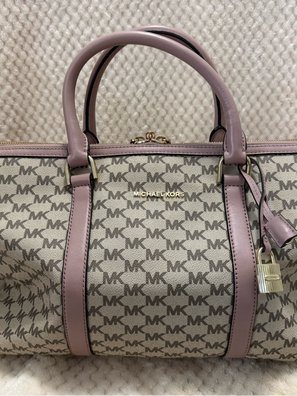 Michael Kors Tan Trim Jet Set Large Travel Duffle Bag